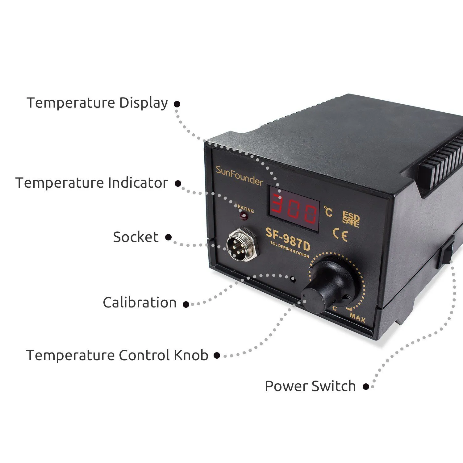 Photo of SunFounder SF-987D 500℃ Adjustable LED Display Temperature Thermostat Soldering Station Kit