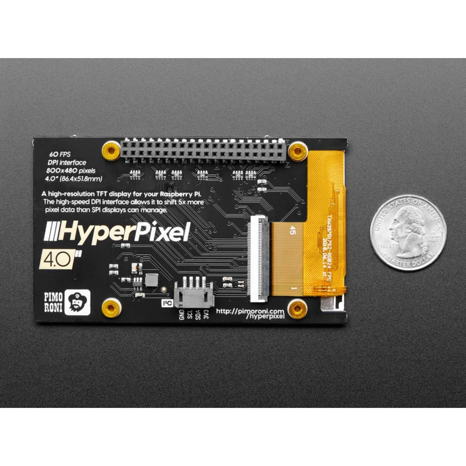 Photo of Pimoroni HyperPixel - 4.0 Hi-Res Display for Raspberry Pi - Non-Touch