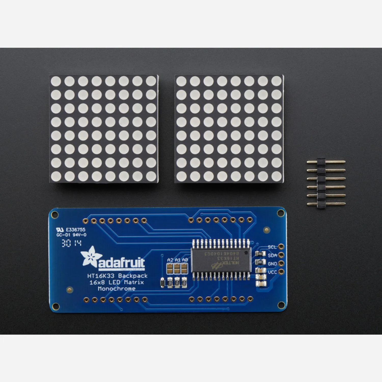 Photo of 16x8 1.2 LED Matrices+Backpack Round LEDs in Various Colors