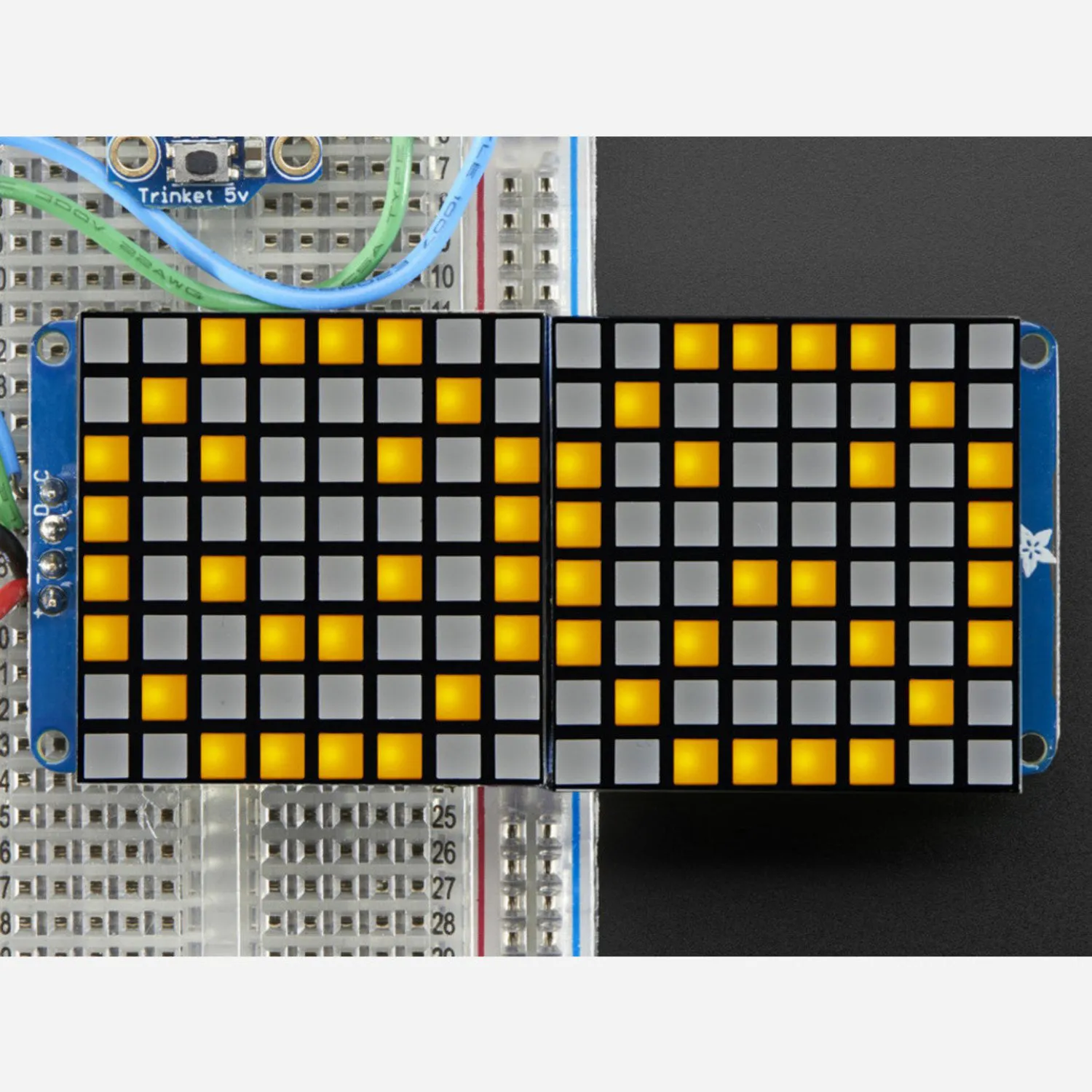 Photo of 16x8 1.2 LED Matrix + Backpack -Ultra Bright Square Yellow LEDs