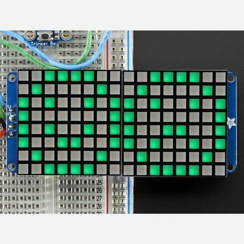 16x8 1.2 LED Matrix + Backpack - Ultra Bright Square Green LEDs