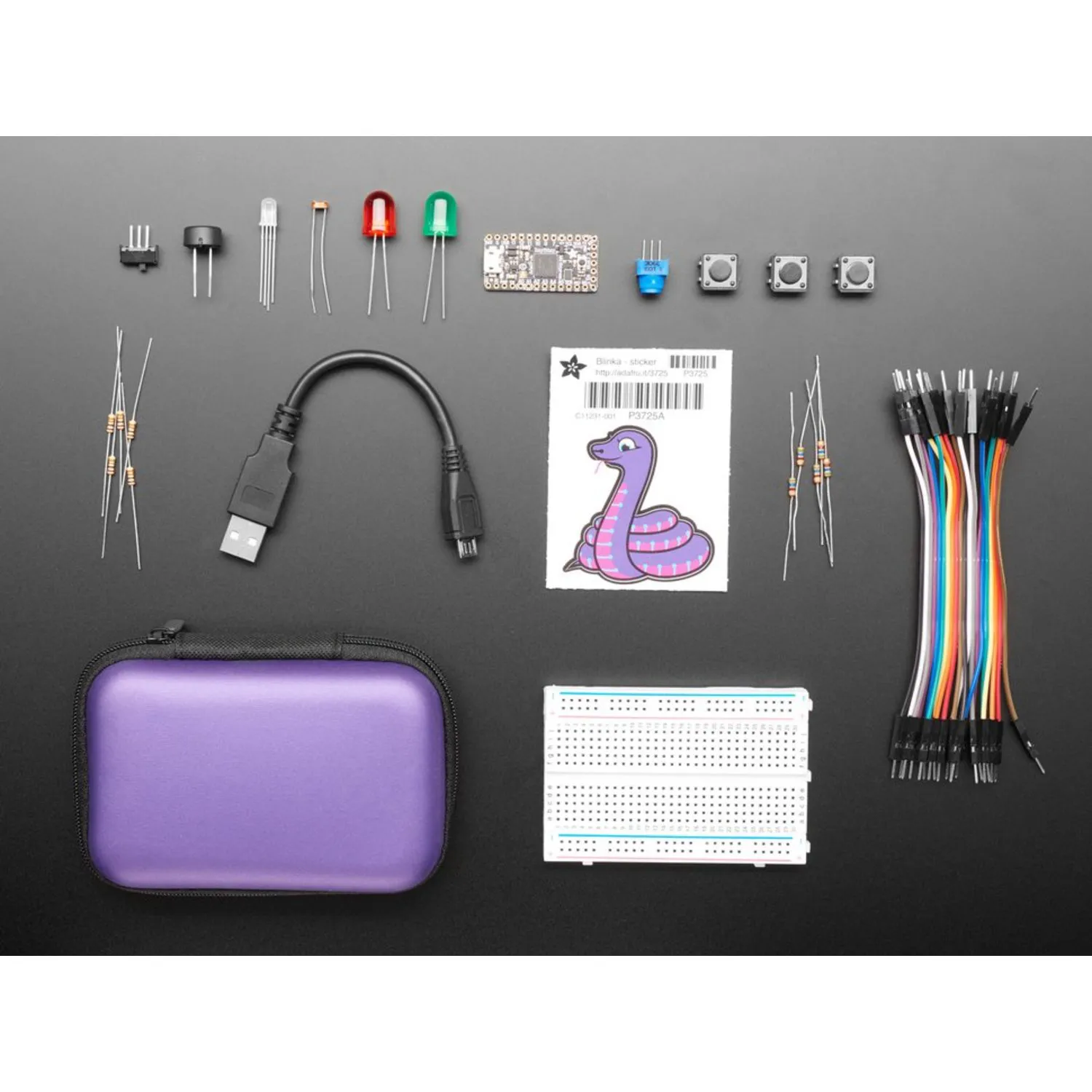 Photo of CircuitPython Starter Kit with Adafruit Itsy Bitsy M4