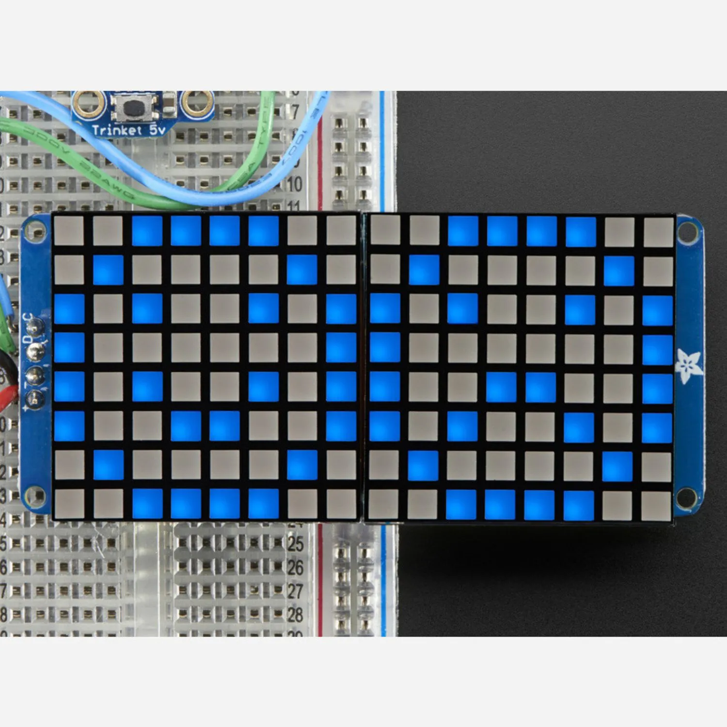 Photo of 16x8 1.2 LED Matrix + Backpack - Ultra Bright Square Blue LEDs