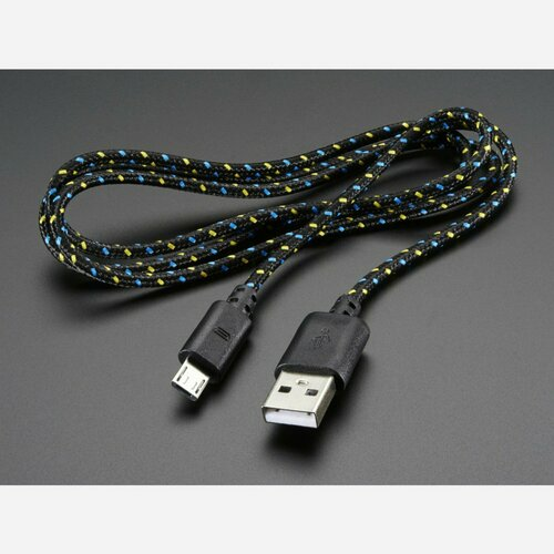 USB Patterned Fabric Cable - A/MicroB [3ft]