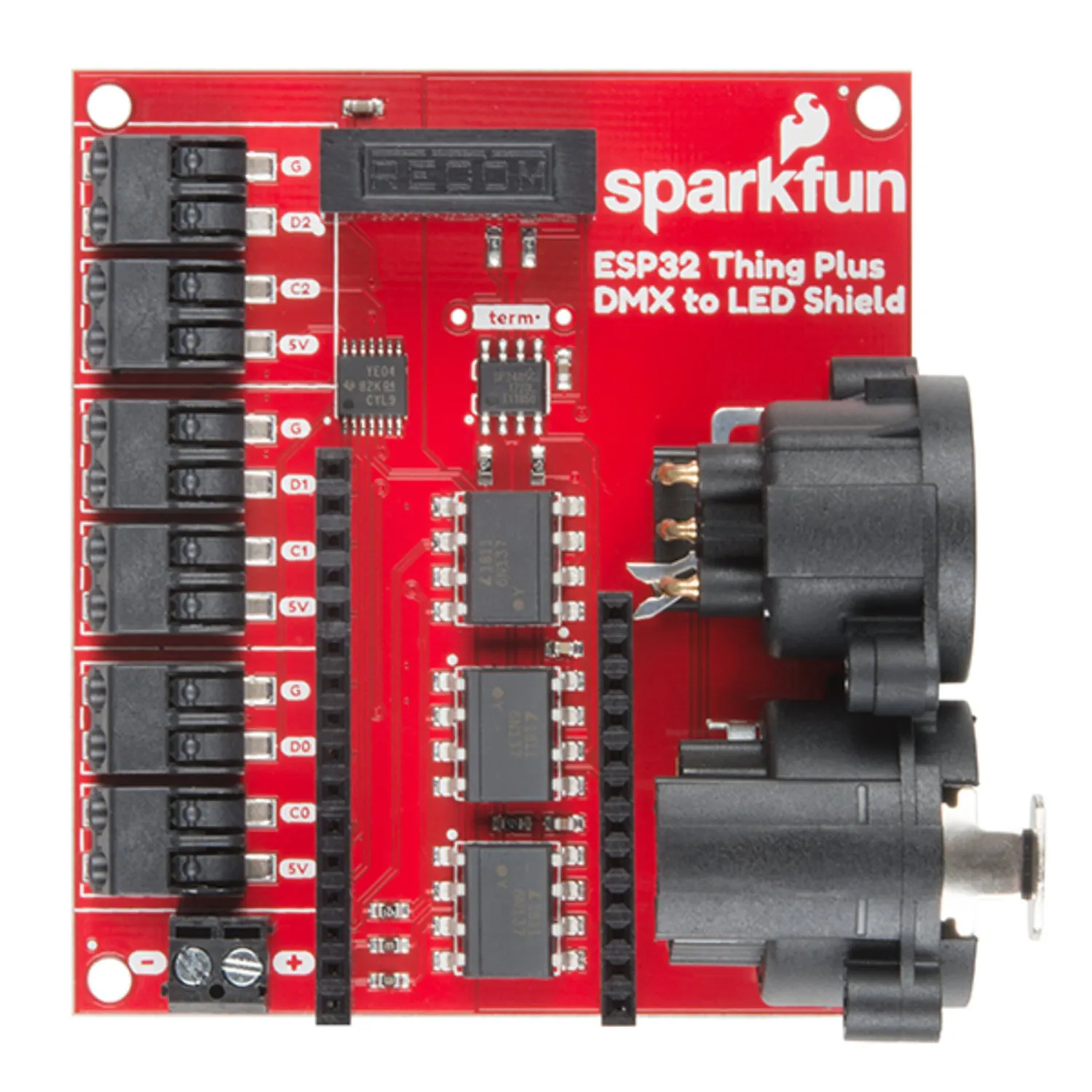 Photo of SparkFun ESP32 Thing Plus DMX to LED Shield