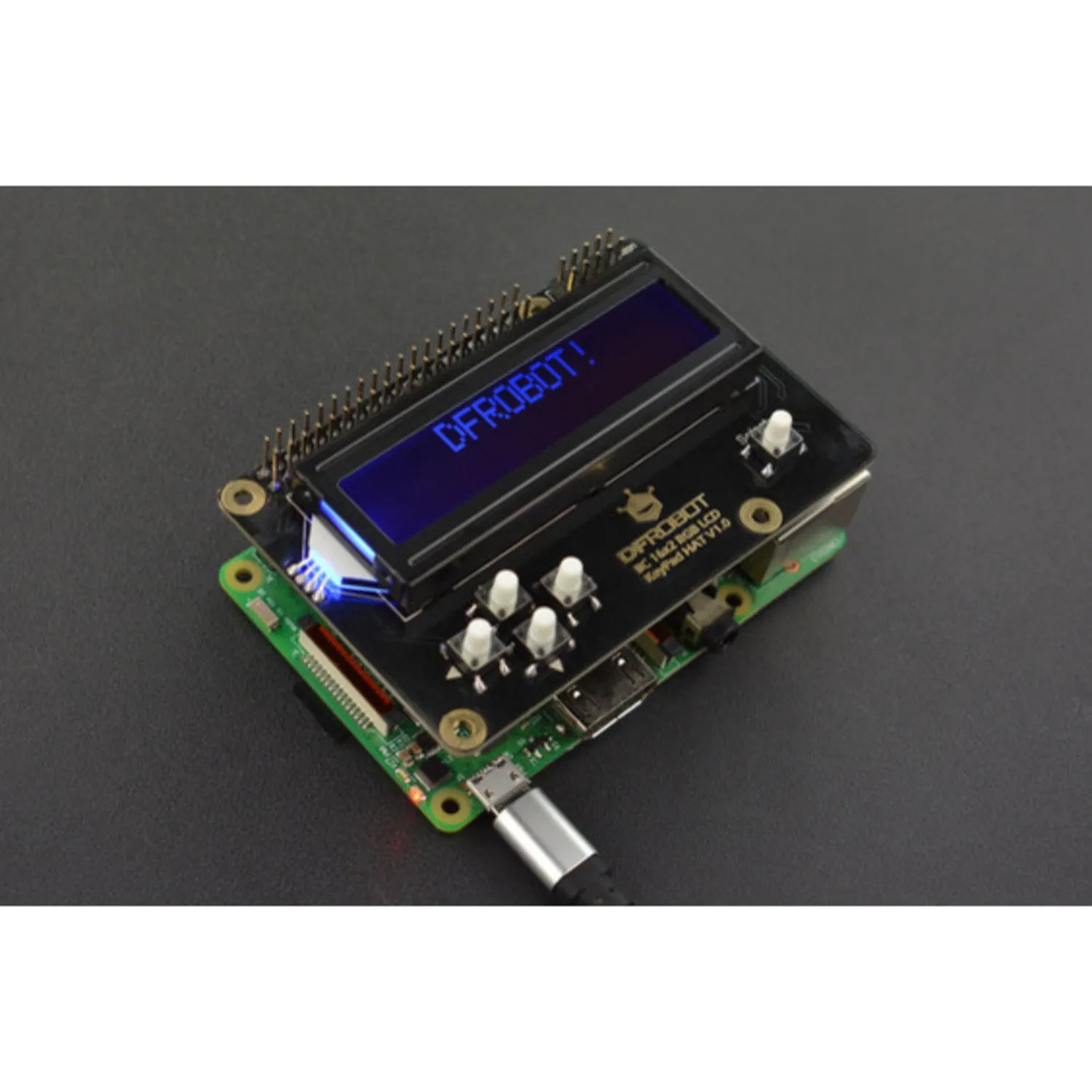 Photo of IIC 16x2 RGB LCD KeyPad HAT V1.0 (Black)
