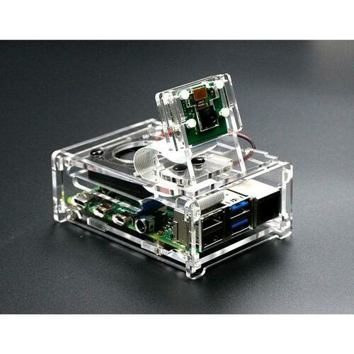 Raspberry Pi 4B acrylic case with cooling fan compatible with 3.5 inch screen and camera