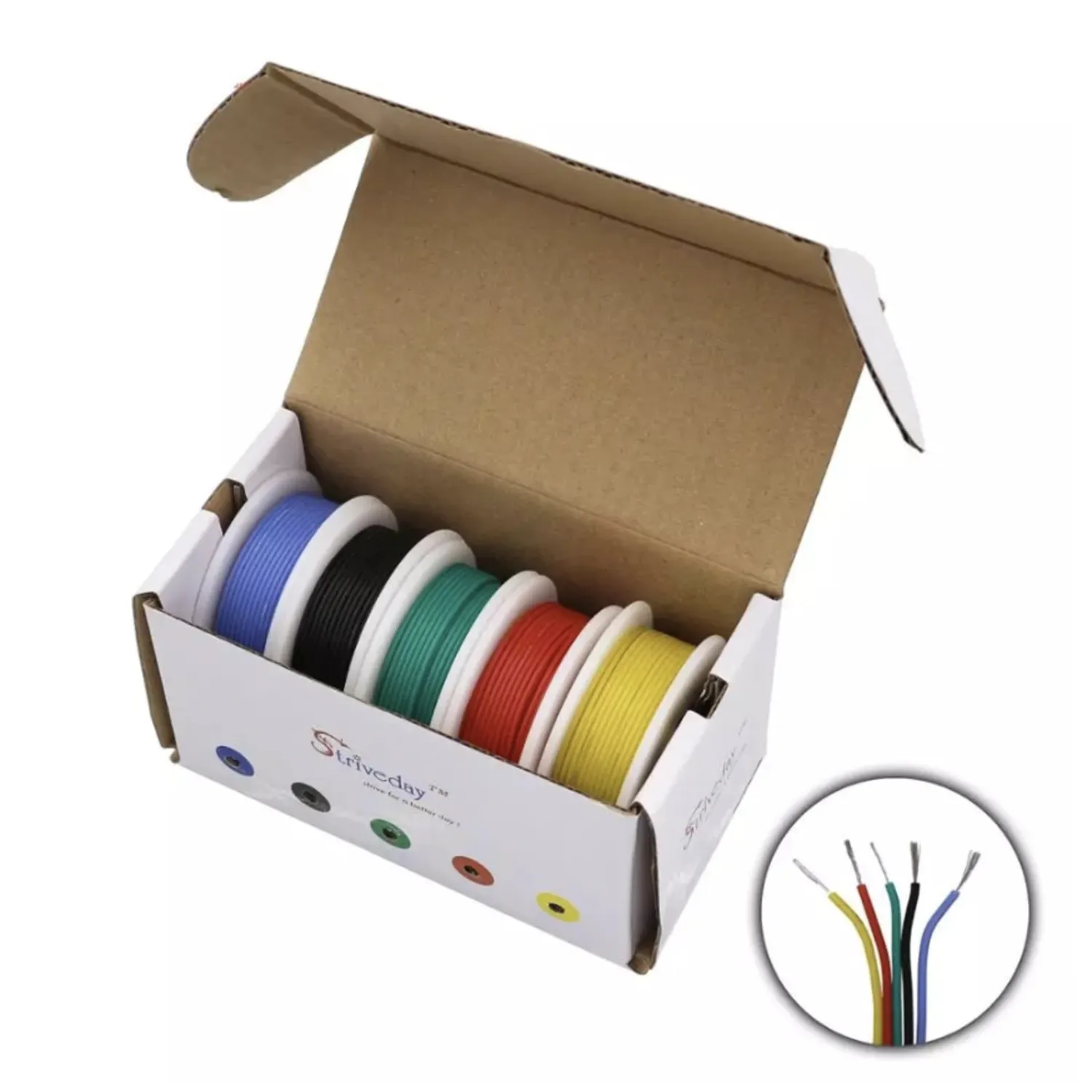 Photo of 26 AWG silicone wire 5 colour box