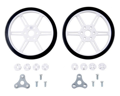 Pololu Multi-Hub Wheel w/Inserts for 3mm and 4mm Shafts - 80×10mm, White, 2-pack