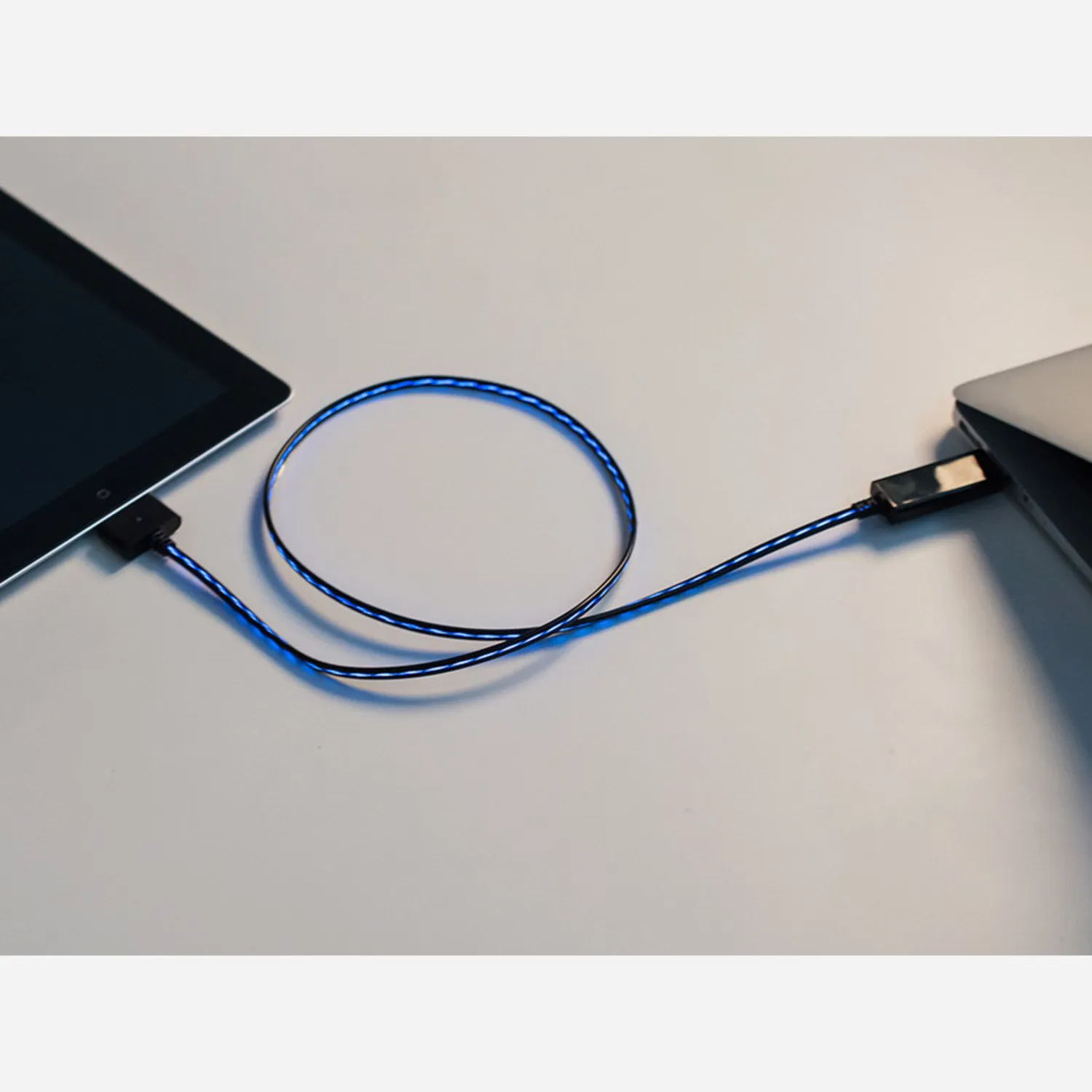 Photo of Flowing Effect iOS Dock Data+Charging Cable - Black w/Aqua EL