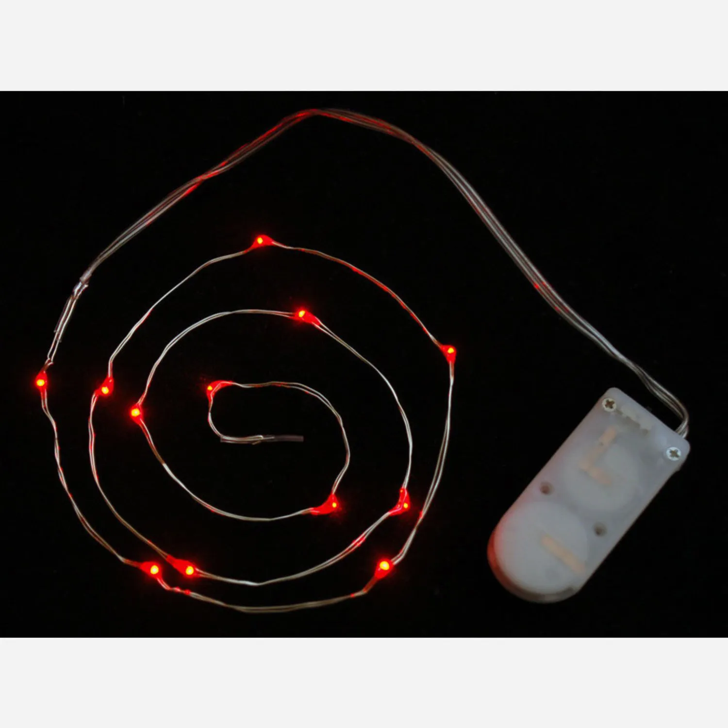 Photo of Wire Light LED Strand - 12 Red LEDs + Coin Cell Holder