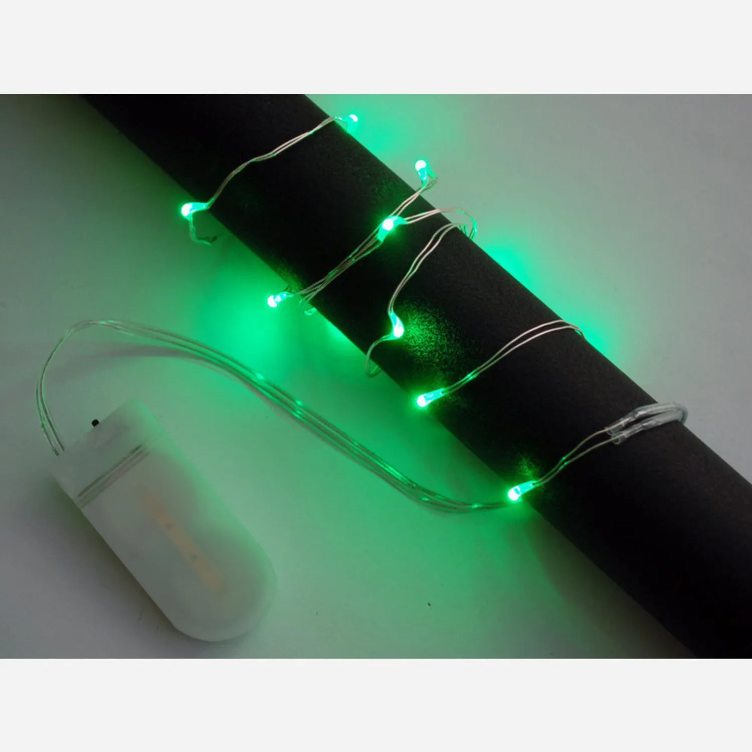 Photo of Wire Light LED Strand - 12 Green LEDs + Coin Cell Holder