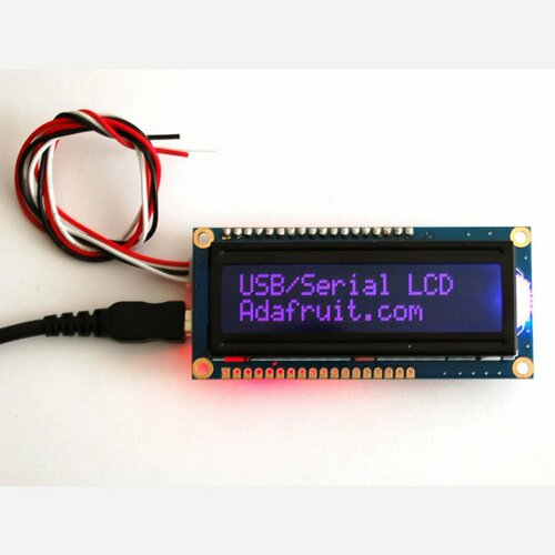 USB + Serial Backpack Kit with 16x2 RGB backlight negative LCD [RGB on Black]
