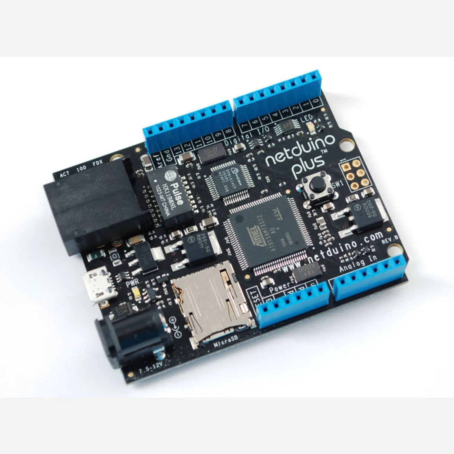 Photo of netduino Plus (.NET-programmable microcontroller with Ethernet)