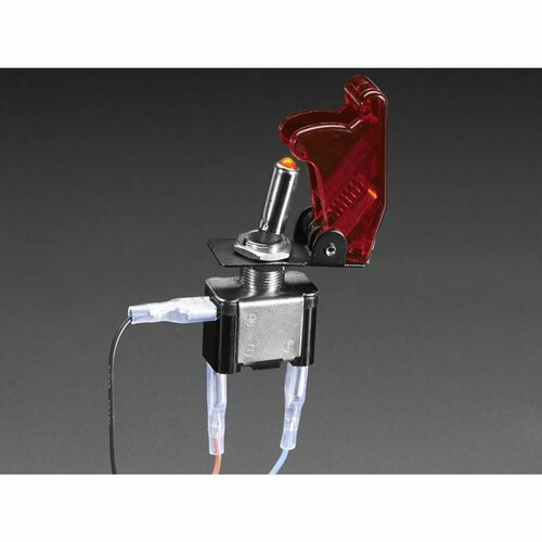 Illuminated Toggle Switch with Cover - Red