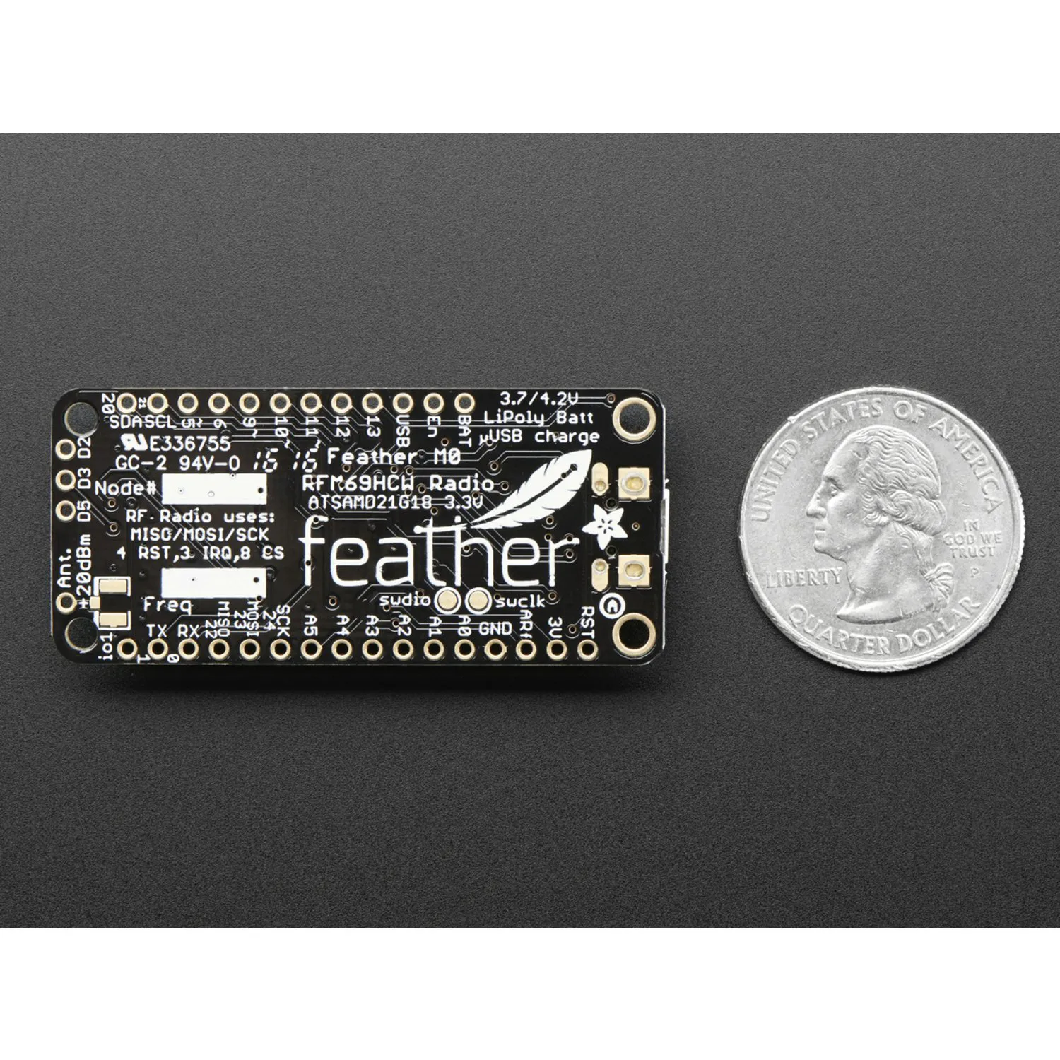 Photo of Adafruit Feather M0 RFM69HCW Packet Radio - 868 or 915 MHz