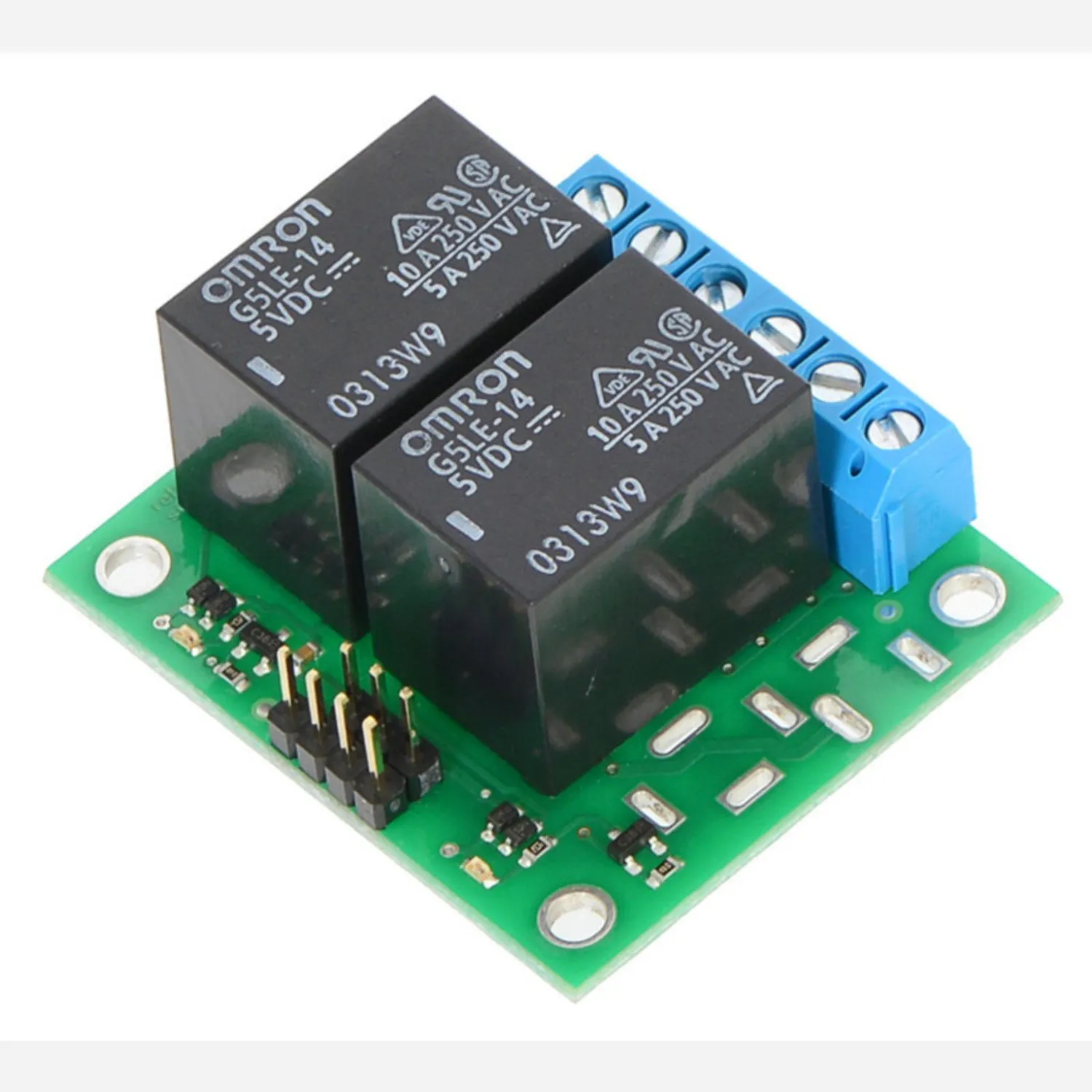 Photo of Pololu Basic 2-Channel SPDT Relay Carrier with 5VDC Relays (Assembled)