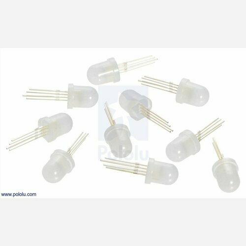 Addressable Through-Hole 8mm RGB LED with Diffused Lens, WS2811 Driver (10-Pack)