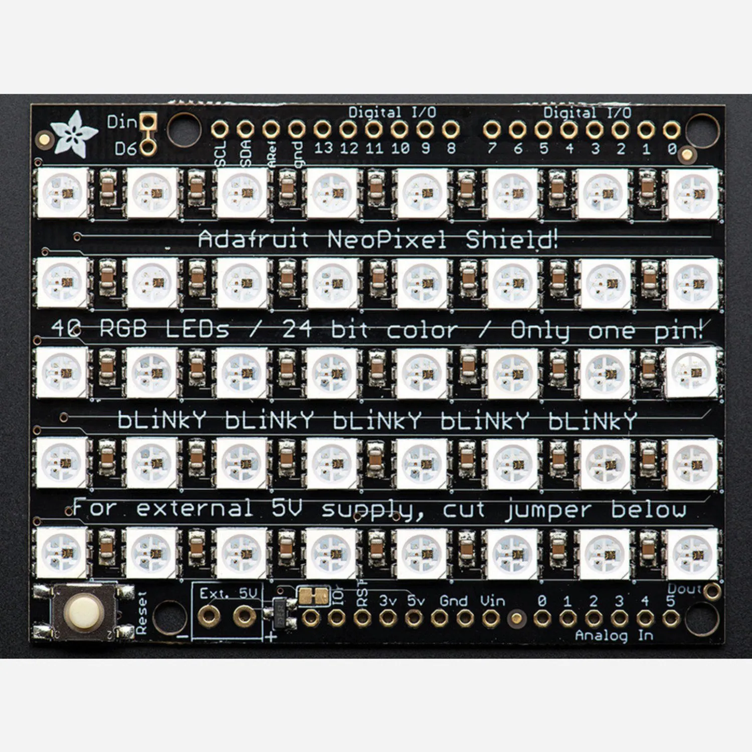 Photo of Adafruit NeoPixel Shield for Arduino - 40 RGB LED Pixel Matrix