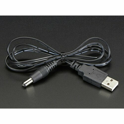 USB to 2.1mm Male Barrel Jack Cable [22AWG  1 meter]