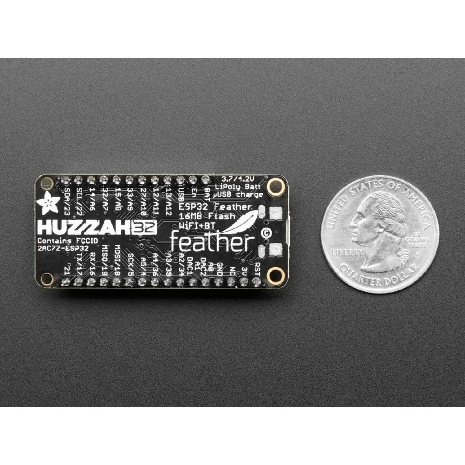 Photo of Assembled Adafruit HUZZAH32 – ESP32 Feather Board - with Stacking Headers