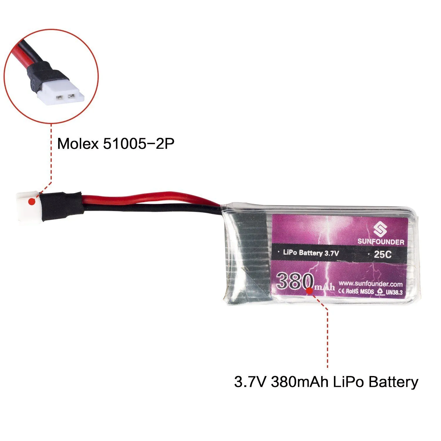 Photo of 3.7V 380mAh 25C Mini LiPo Rechargeable Battery
