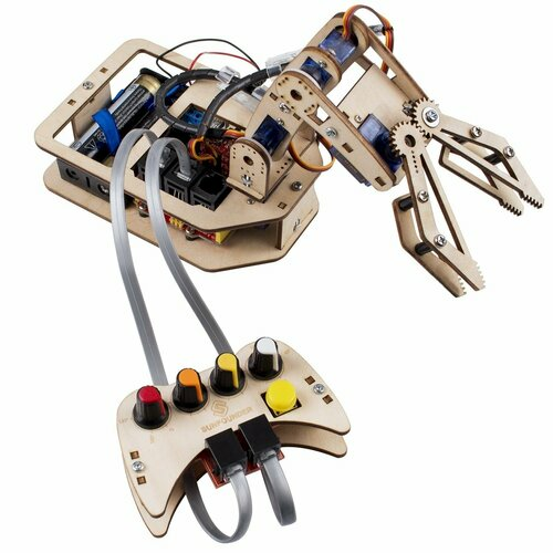 Arduino Uno Robotic Arm Kit DIY 4-Axis Wooden Mental Servo Rollarm